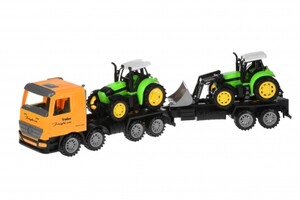 Будівельна техніка: Машинка інерційна Super Combination Тягач (жовтий) з трактором і бульдозером Same Toy