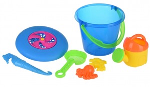 Развивающие игрушки: Набор для игры с песком с Летающей тарелкой (синее ведро) (8 шт.) Same Toy