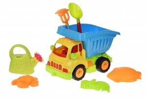 Ігри та іграшки: Набір для гри з піском Вантажівка жовта кабіна / синій кузов (7 од.) Same Toy