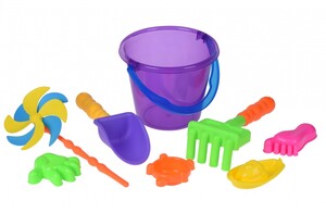 Развивающие игрушки: Набор для игры с песком с Воздушной вертушкой (фиолетовое ведро) (8 шт.) Same Toy