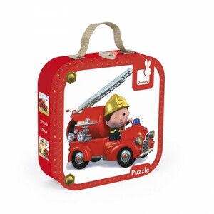 Ігри та іграшки: Набір з 4 пазлів Лео і його пожежна машина Janod, J02882
