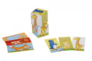 Пазлы и головоломки: Кубики деревянные Животные Goki
