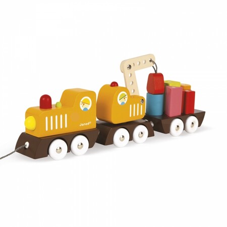 Дерев'яні конструктори: Іграшка-каталка Поїзд на магнітах Janod, J08089