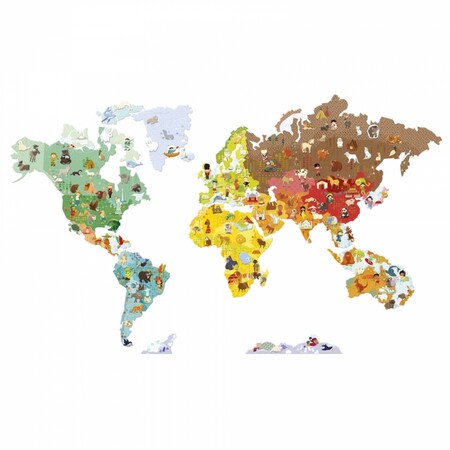 Декор: Гра-стікер Карта світу з тваринами Janod, J02850