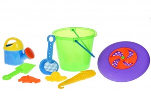 Развивающие игрушки: Набор для игры с песком с Летающей тарелкой (зеленое ведро) (8 шт.) Same Toy