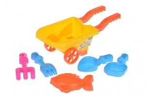 Наборы для песка и воды: Набор для игры с песком Желтый с тележкой (6 ед.) Same Toy