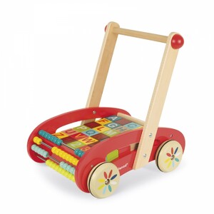 Развивающие игрушки: Игрушка-толкатель Тележка с кубиками (30 эл.) Janod