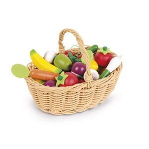 Іграшковий посуд та їжа: Ігровий набір — Кошик з овочами і фруктами (24 ел.) Janod, J05620
