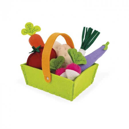 Игрушечная посуда и еда: Игровой набор - Корзина с овощами (8 эл.) Janod