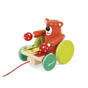 Ігри та іграшки: Іграшка-каталка Ведмедик з ксилофоном Janod, J08193