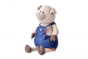 Игры и игрушки: Мягкая игрушка Свинка в джинсовом комбинезоне (45 см) Same Toy