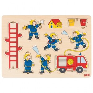 Игры и игрушки: Пазл-вкладыш вертикальный-Пожарная команда Goki