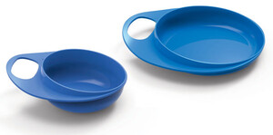 Тарелки: Тарелочки для кормления Easy Eating глубокая и мелкая, синие, Nuvita