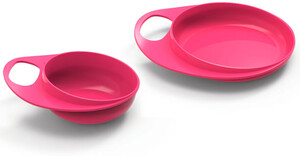 Дитячий посуд і прибори: Тарілочки для годування Easy Eating глибока і мілка, рожеві, Nuvita