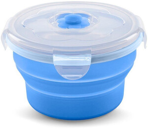 Детская посуда и приборы: Складной контейнер для еды, 230 мл, синий, Nuvita