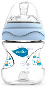 Поїльники, пляшечки, чашки: Пляшка антиколікова Mimic, 150 мл, блакитна, Nuvita