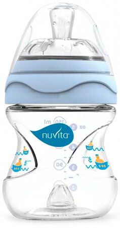 Пляшечки: Пляшка антиколікова Mimic, 150 мл, блакитна, Nuvita