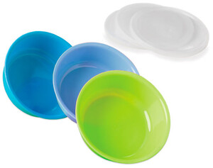 Детская посуда и приборы: Набор контейнеров для еды (голубые и салатовый), Nuvita