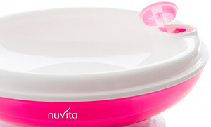 Детская посуда и приборы: Тарелка с подогревом, розовая, Nuvita