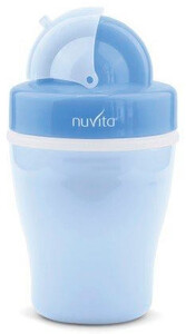 Поїльники, пляшечки, чашки: Дитячий поїльник 200 мл з трубочкою, синій, Nuvita