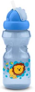 Поильники, бутылочки, чашки: Поильник с трубочкой, 370 мл (синий), Nuvita