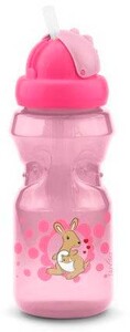 Поїльники, пляшечки, чашки: Поїльник з трубочкою, 370 мл (рожевий), Nuvita