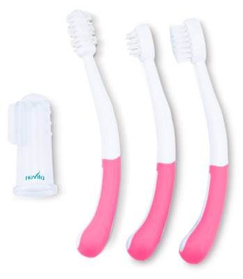 Зубные пасты, щетки и аксессуары: Набор по уходу за зубами (розовый), Nuvita