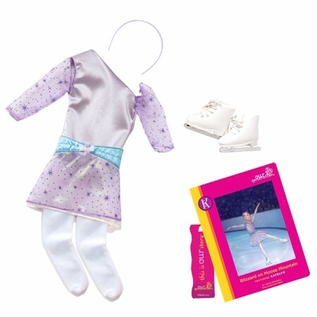 Одяг і аксесуари: Аксесуари для ляльок Комплект для фігурного катання та книга Кейтлін (8 предметів), Our Generation