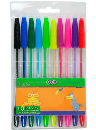 Ручки і маркери: Набор из 10-ти шариковых ручек, ZiBi