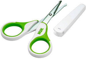 Маникюрные наборы и расчёски: Ножницы безопасные с колпачком зеленые, NUK