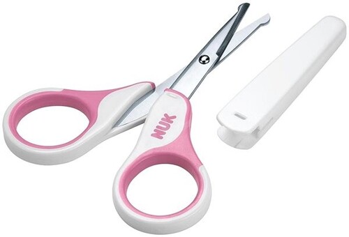 Маникюрные наборы и расчёски: Ножницы безопасные с колпачком, розовые, NUK