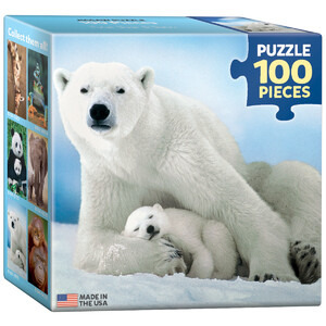 Пазлы и головоломки: Белая медведица с медвежонком 100 элементов. Eurographics