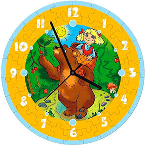 Пазли і головоломки: Пазл-годинник Маша і ведмідь, 61 ел., Умная бумага