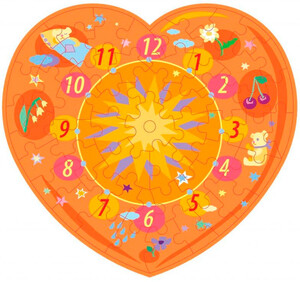 Часы и время года: Пазл-часы Оранжевое сердце, 61 эл., Умная бумага