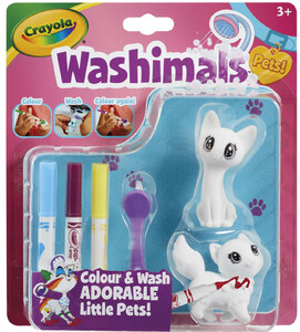 Изготовление игрушек: Набор с фигурками животных и фломастерами Рисуй и смывай (2 кошечки), Washimals, Crayola