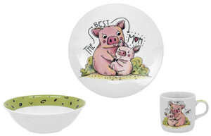 Детская посуда и приборы: Набор посуды 3 предмета (керамика) Piggy, Limited Edition