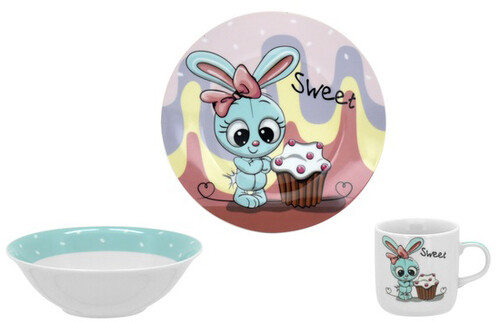 Набори посуду: Набор посуды 3 предмета (керамика) Sweet Bunny, Limited Edition