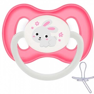 Пустышка Bunny & Company силиконовая симметричная, 0-6 мес, розовая, Canpol babies