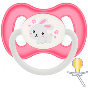 Пустышка Bunny & Company латексная круглая, 0-6 мес, розовая, Canpol babies