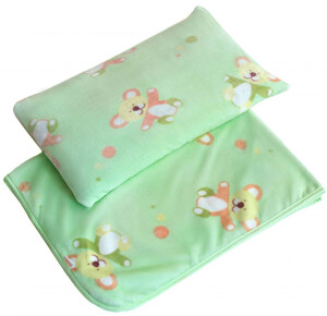 Детская комната: Плед и подушка велюровые Мишка, 120 ? 95 см, зеленый, Twins
