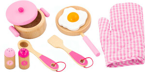 Игрушечная посуда и еда: Игровой набор Маленький повар, розовый, Viga Toys