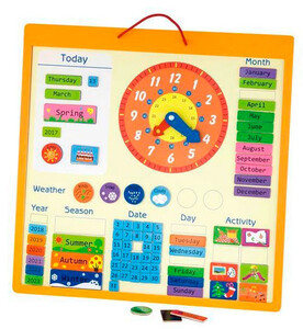 Часы и время года: Календарь магнитный, англ., Viga Toys