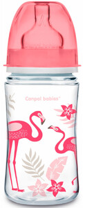 Поїльники, пляшечки, чашки: Бутылочка с широким горлышком антиколиковая Jungle, коралловая, 240 мл., Canpol babies