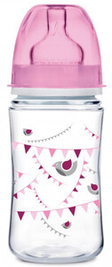 Поїльники, пляшечки, чашки: Бутылочка с широким горлышком антиколиковая PP Lets Celebrate, розовая, 240 мл., Canpol babies