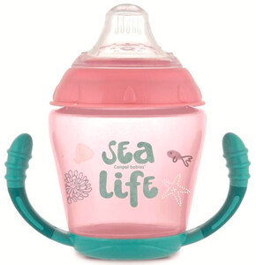 Поильники, бутылочки, чашки: Кружка-непроливайка с мягким силиконовым носиком Sea Life, розовая, Canpol babies