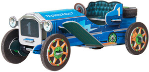 Виготовлення іграшок: Машинка ретро (синя), збірна модель з картону, Умная бумага