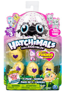 Игры и игрушки: Набор из четырех коллекционных фигурок в яйцах (и одна бонусная фигурка), CollEGGtibles, Hatchimals