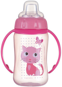 Поильник Cute Animals, розовый с котиком, 320 мл, Canpol babies