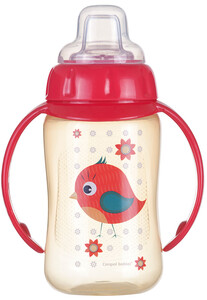 Поїльники, пляшечки, чашки: Поильник Cute Animals, красный с птичкой, 320 мл, Canpol babies