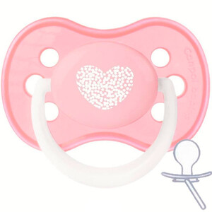 Пустышки и соски: Пустышка силиконовая круглая Pastelove (розовая с сердечком), 0-6 месяцев, Canpol babies
